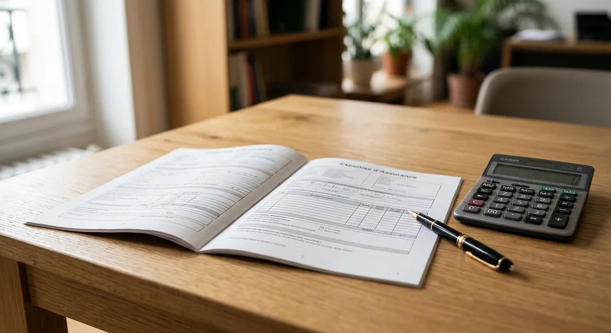 Documents d'expertise et calculatrice posés sur une table