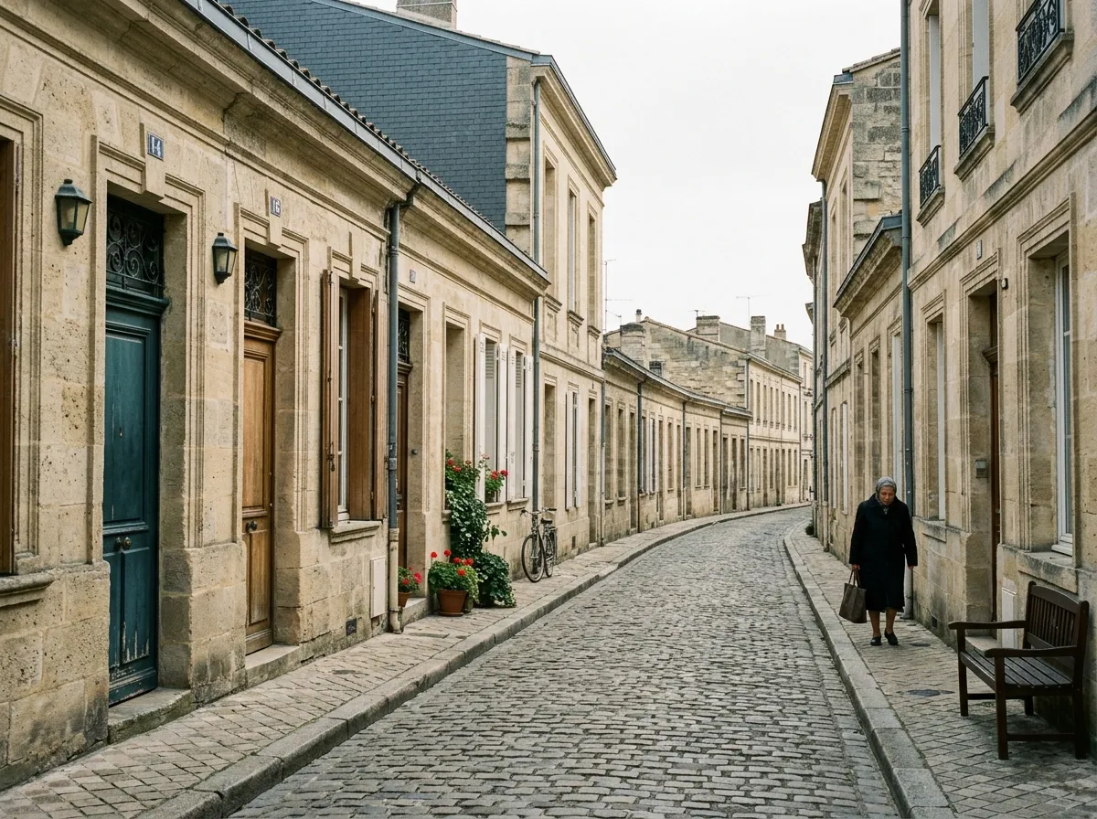 Échoppes bordelaises en pierre, rue typique