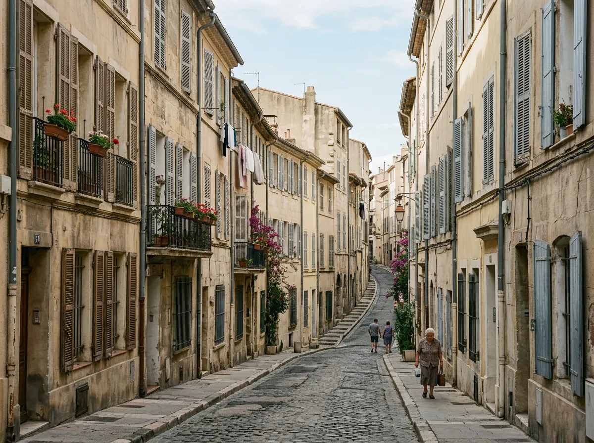 Façades anciennes marseillaises aux volets colorés
