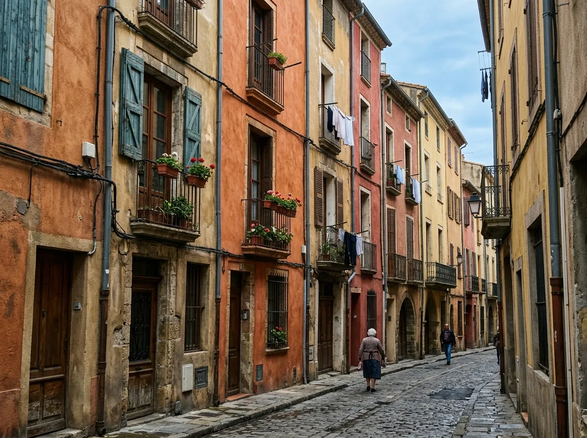 Façades colorées perpignanaises, centre ancien